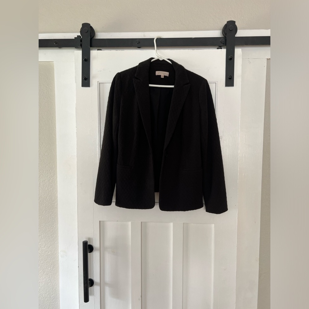 Philosophy Black Stretch Textured Blazer | Size M